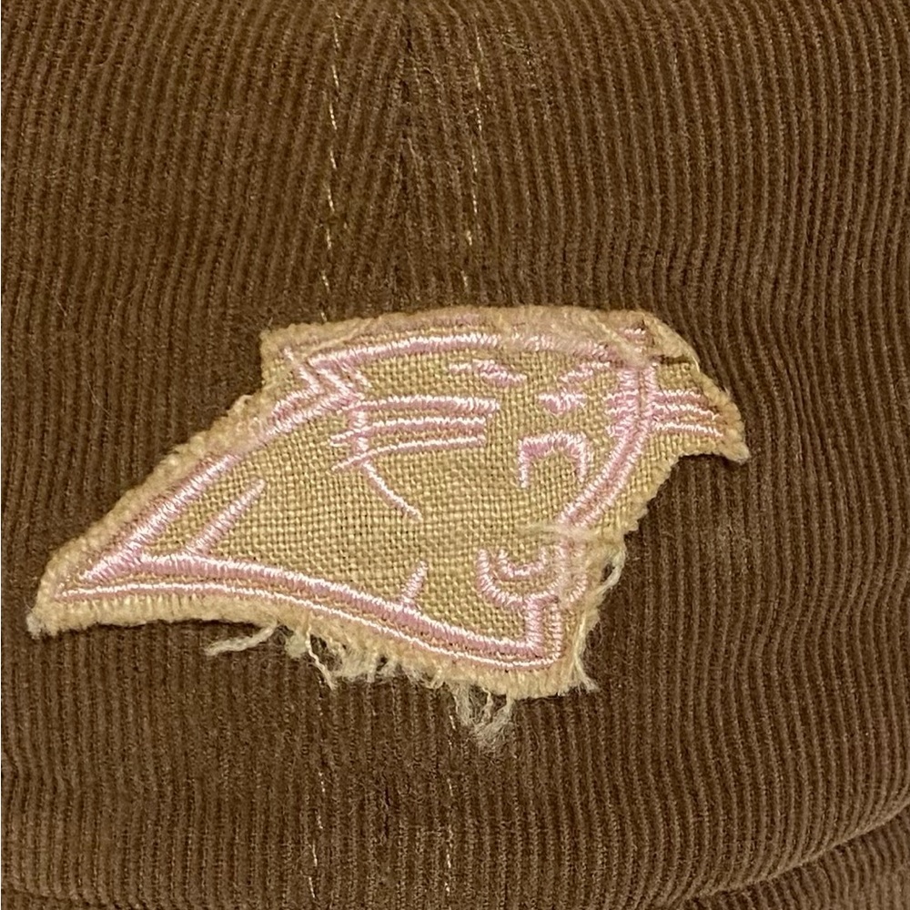 Carolina Panthers NFL Brown Corduroy Reebok Adjustable Hat Ballcap with Pink #A4 - Picture 2 of 11